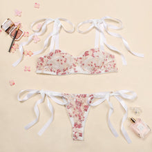 Load image into Gallery viewer, Sexy Women Lace Underwear Bra Set Lingerie Set Sleepwear Embroidered Flower Perspective Pajamas
