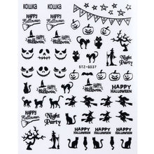 Load image into Gallery viewer, 1pc Spider Web Nail Stickers 3D Ghost Skull Pumpkin Transfer Foil Transfer DIY Manicure Slider Nail Art Decoration TRSTZG032-040
