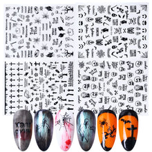 Load image into Gallery viewer, 1pc Spider Web Nail Stickers 3D Ghost Skull Pumpkin Transfer Foil Transfer DIY Manicure Slider Nail Art Decoration TRSTZG032-040
