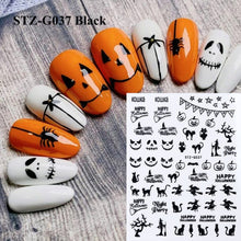 Load image into Gallery viewer, 1pc Spider Web Nail Stickers 3D Ghost Skull Pumpkin Transfer Foil Transfer DIY Manicure Slider Nail Art Decoration TRSTZG032-040
