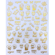 Load image into Gallery viewer, 1pc Spider Web Nail Stickers 3D Ghost Skull Pumpkin Transfer Foil Transfer DIY Manicure Slider Nail Art Decoration TRSTZG032-040
