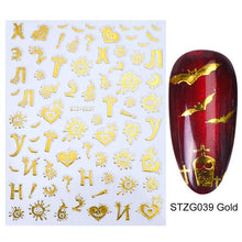 Load image into Gallery viewer, 1pcs 3D Nail Stickers Black Snake Skull Spider Adhesive Sliders  Clown Anime Decals Halloween Nail Art Decoration LAF792-F794
