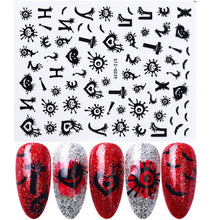 Load image into Gallery viewer, 1pcs 3D Nail Stickers Black Snake Skull Spider Adhesive Sliders  Clown Anime Decals Halloween Nail Art Decoration LAF792-F794
