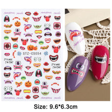 Load image into Gallery viewer, 1pcs 3D Nail Stickers Black Snake Skull Spider Adhesive Sliders  Clown Anime Decals Halloween Nail Art Decoration LAF792-F794
