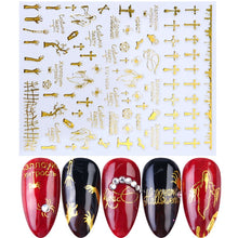 Load image into Gallery viewer, 1pcs 3D Nail Stickers Black Snake Skull Spider Adhesive Sliders  Clown Anime Decals Halloween Nail Art Decoration LAF792-F794
