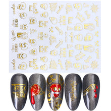 Load image into Gallery viewer, 1pcs 3D Nail Stickers Black Snake Skull Spider Adhesive Sliders  Clown Anime Decals Halloween Nail Art Decoration LAF792-F794
