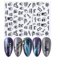 Load image into Gallery viewer, 1pcs 3D Nail Stickers Black Snake Skull Spider Adhesive Sliders  Clown Anime Decals Halloween Nail Art Decoration LAF792-F794
