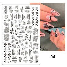 Load image into Gallery viewer, 1pcs Maple Leaves Nail Stickers Lines Sticker Yellow Gold Fall Decals Sliders Nail Art Decoration Autumn Adhesive DIY Manicures
