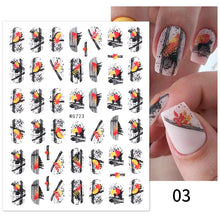 Load image into Gallery viewer, 1pcs Maple Leaves Nail Stickers Lines Sticker Yellow Gold Fall Decals Sliders Nail Art Decoration Autumn Adhesive DIY Manicures
