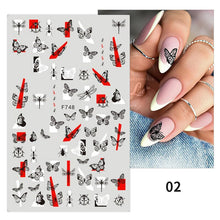 Load image into Gallery viewer, 1pcs Maple Leaves Nail Stickers Lines Sticker Yellow Gold Fall Decals Sliders Nail Art Decoration Autumn Adhesive DIY Manicures
