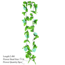 Load image into Gallery viewer, 2.3m Flower Garland Artificial Flower String With Leaves Silk Sakura Cherry Blossom Ivy Vine For Home Garden Wedding Arch Decor
