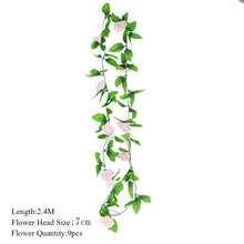 Load image into Gallery viewer, 2.3m Flower Garland Artificial Flower String With Leaves Silk Sakura Cherry Blossom Ivy Vine For Home Garden Wedding Arch Decor

