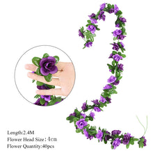 Load image into Gallery viewer, 2.3m Flower Garland Artificial Flower String With Leaves Silk Sakura Cherry Blossom Ivy Vine For Home Garden Wedding Arch Decor
