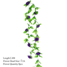 Load image into Gallery viewer, 2.3m Flower Garland Artificial Flower String With Leaves Silk Sakura Cherry Blossom Ivy Vine For Home Garden Wedding Arch Decor
