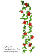 Load image into Gallery viewer, 2.3m Flower Garland Artificial Flower String With Leaves Silk Sakura Cherry Blossom Ivy Vine For Home Garden Wedding Arch Decor
