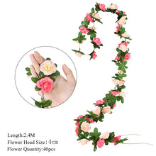 Load image into Gallery viewer, 2.3m Flower Garland Artificial Flower String With Leaves Silk Sakura Cherry Blossom Ivy Vine For Home Garden Wedding Arch Decor
