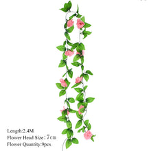 Load image into Gallery viewer, 2.3m Flower Garland Artificial Flower String With Leaves Silk Sakura Cherry Blossom Ivy Vine For Home Garden Wedding Arch Decor
