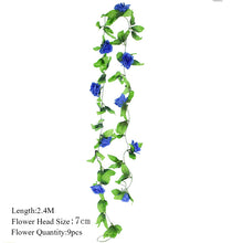Load image into Gallery viewer, 2.3m Flower Garland Artificial Flower String With Leaves Silk Sakura Cherry Blossom Ivy Vine For Home Garden Wedding Arch Decor
