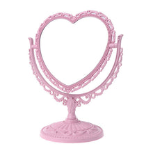 Load image into Gallery viewer, 2 Sides Heart-shaped Makeup Mirror Rotatable Stand Table Compact Mirror Dresser 21x26cm 4 Color
