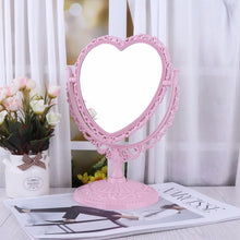 Load image into Gallery viewer, 2 Sides Heart-shaped Makeup Mirror Rotatable Stand Table Compact Mirror Dresser 21x26cm 4 Color
