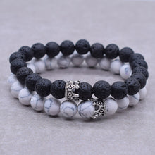 Load image into Gallery viewer, 2pcs/set Distance Bracelet Crown Beads Charm Natural Stone Bracelets for Women Men Couples friendship bracelets Jewelry Gifts
