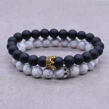 Load image into Gallery viewer, 2pcs/set Distance Bracelet Crown Beads Charm Natural Stone Bracelets for Women Men Couples friendship bracelets Jewelry Gifts
