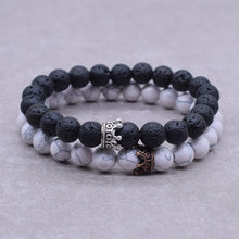 Load image into Gallery viewer, 2pcs/set Distance Bracelet Crown Beads Charm Natural Stone Bracelets for Women Men Couples friendship bracelets Jewelry Gifts
