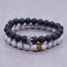 Load image into Gallery viewer, 2pcs/set Distance Bracelet Crown Beads Charm Natural Stone Bracelets for Women Men Couples friendship bracelets Jewelry Gifts
