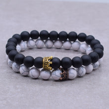 Load image into Gallery viewer, 2pcs/set Distance Bracelet Crown Beads Charm Natural Stone Bracelets for Women Men Couples friendship bracelets Jewelry Gifts
