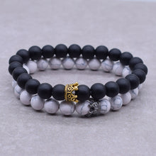 Load image into Gallery viewer, 2pcs/set Distance Bracelet Crown Beads Charm Natural Stone Bracelets for Women Men Couples friendship bracelets Jewelry Gifts
