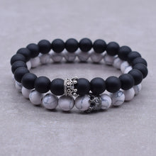 Load image into Gallery viewer, 2pcs/set Distance Bracelet Crown Beads Charm Natural Stone Bracelets for Women Men Couples friendship bracelets Jewelry Gifts
