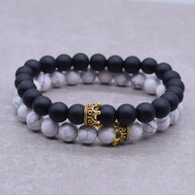 Load image into Gallery viewer, 2pcs/set Distance Bracelet Crown Beads Charm Natural Stone Bracelets for Women Men Couples friendship bracelets Jewelry Gifts

