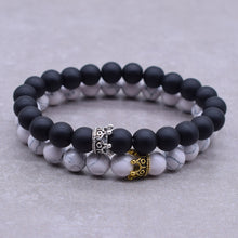 Load image into Gallery viewer, 2pcs/set Distance Bracelet Crown Beads Charm Natural Stone Bracelets for Women Men Couples friendship bracelets Jewelry Gifts

