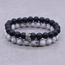 Load image into Gallery viewer, 2pcs/set Distance Bracelet Crown Beads Charm Natural Stone Bracelets for Women Men Couples friendship bracelets Jewelry Gifts
