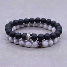 Load image into Gallery viewer, 2pcs/set Distance Bracelet Crown Beads Charm Natural Stone Bracelets for Women Men Couples friendship bracelets Jewelry Gifts
