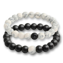 Load image into Gallery viewer, 2 Pcs/set Fashion Couple Tiger Eye Stone Bracelets Bangles Classic Black White Natural Lava Stones Charm Bead Bracelet Women Men
