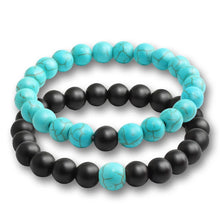 Load image into Gallery viewer, 2 Pcs/set Fashion Couple Tiger Eye Stone Bracelets Bangles Classic Black White Natural Lava Stones Charm Bead Bracelet Women Men
