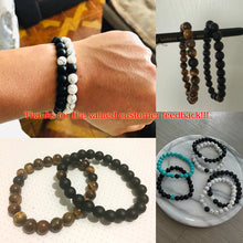 Load image into Gallery viewer, 2 Pcs/set Fashion Couple Tiger Eye Stone Bracelets Bangles Classic Black White Natural Lava Stones Charm Bead Bracelet Women Men
