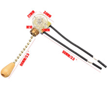 Load image into Gallery viewer, 2pcs Pull Chain Switches 3A/250V 6A/125V Lighting Ceiling Fan Pull Chain Switch 2 Wire Connectors Parts
