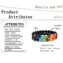 Load image into Gallery viewer, 2Pcs/set 7 Chakra Bracelet For Women Men Balance Buddha Reiki Prayer Tiger Eyes Black Natural Stone Beads Yoga Strand Bracelets
