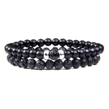 Load image into Gallery viewer, 2Pcs/Set Couples Distance Bracelets male Black Lava Stone Beads bracelet female wood beads Charm Bracelets Women Men bracelet
