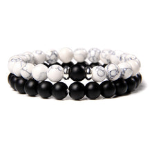 Load image into Gallery viewer, 2Pcs/Set Couples Distance Bracelets male Black Lava Stone Beads bracelet female wood beads Charm Bracelets Women Men bracelet
