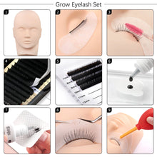 Load image into Gallery viewer, 20 in 1False Eyelash Extension Training Kit Practice Model Head Eye Pads Tweezers Glue Ring Brush Grafting Eyelash Tools Kit
