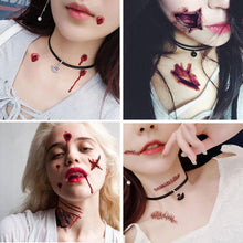 Load image into Gallery viewer, 20 Sheets Halloween Scar Tattoo Stickers Party Funny Scary Bloody Knife Scar Tattoo Simulation Wound Scratches Blood Stickers
