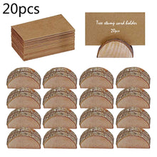 Load image into Gallery viewer, 20pcs Wooden Table Holder and Folding Cardboard Place Card Holders Note Photo Picture Clip Wood Wedding Party Direction Signs
