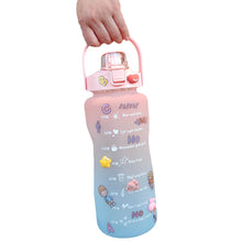 Load image into Gallery viewer, 2000ml Gradient Water Bottle Large Capacity Termos Sport Cute Middle Mouth Vacuum Flask With Straw /Handle/flip Lid Copo Termico
