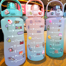 Load image into Gallery viewer, 2000ml Gradient Water Bottle Large Capacity Termos Sport Cute Middle Mouth Vacuum Flask With Straw /Handle/flip Lid Copo Termico

