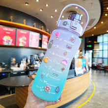 Load image into Gallery viewer, 2000ml Gradient Water Bottle Large Capacity Termos Sport Cute Middle Mouth Vacuum Flask With Straw /Handle/flip Lid Copo Termico
