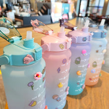 Load image into Gallery viewer, 2000ml Gradient Water Bottle Large Capacity Termos Sport Cute Middle Mouth Vacuum Flask With Straw /Handle/flip Lid Copo Termico
