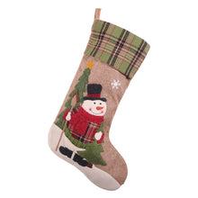 Load image into Gallery viewer, New Christmas Santa Snowman Socks Candy Bag Christmas Hanging Decoration White Linen Santa Claus Decorations
